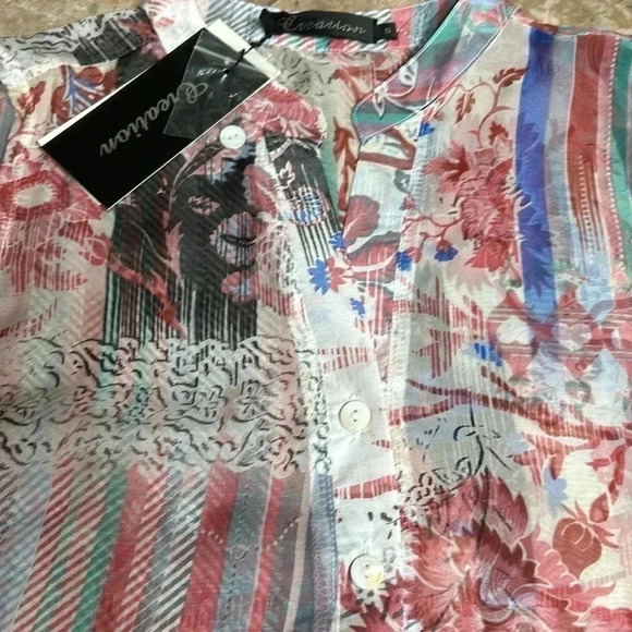 CREATION SM&MED colorful floral sheer gauze beach cover maxi dress.sleeveless - Picture 16 of 16